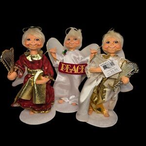 3 AnnaLee 9" Christmas Angels Lot Harp Peace Red 2012 2013 READ DESCRIPTION